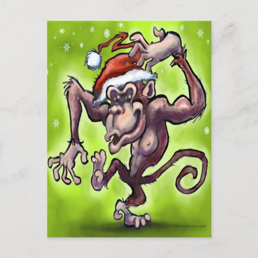 Chimpansee Kerstmis Feestdagenkaart (Voorkant)