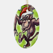 Chimpansee Kerstmis Keramisch Ornament (Rechts)