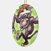 Chimpansee Kerstmis Keramisch Ornament (Links)