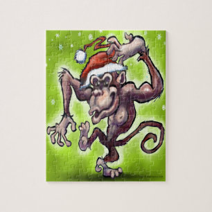 Chimpansee Kerstmis Legpuzzel