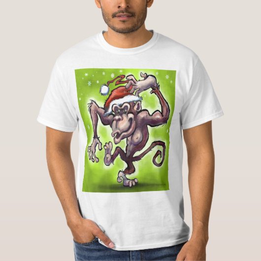 Chimpansee Kerstmis T-shirt (Voorkant)