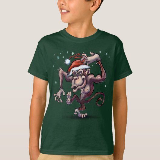 Chimpansee Kerstmis T-shirt (Voorkant)