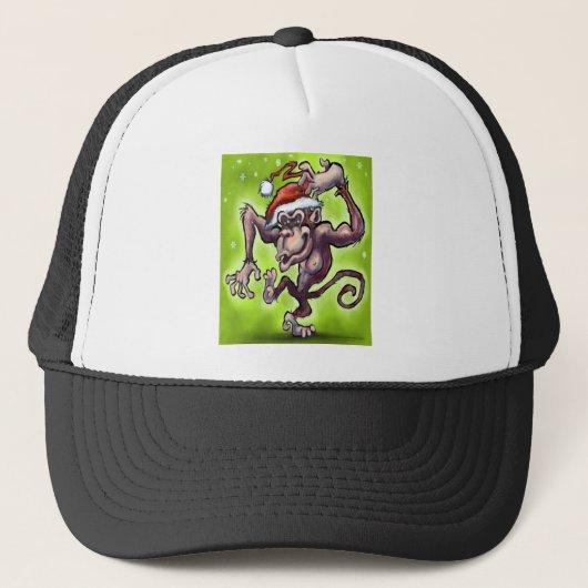 Chimpansee Kerstmis Trucker Pet (Voorkant)