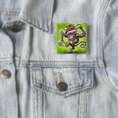 Chimpansee Kerstmis Vierkante Button 5,1 Cm (In situ)