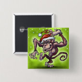 Chimpansee Kerstmis Vierkante Button 5,1 Cm (Voorkant /achterkant)