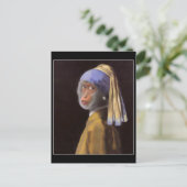 Chimpansee met de Pearl Earring Briefkaart (Staand voorkant)