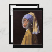 Chimpansee met de Pearl Earring Briefkaart (Voorkant / Achterkant)
