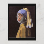 Chimpansee met de Pearl Earring Briefkaart (Voorkant)