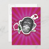 Chimpansee met een Roos in zijn mond Briefkaart (Voorkant / Achterkant)