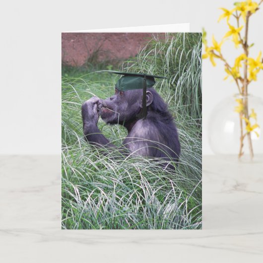 Chimpansee met groene stuifmep kaart (Gele Bloem)