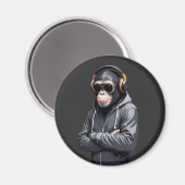 Chimpansee met hoodie Grappig Cool Animal Vector Magneet (Voorkant / Achterkant)