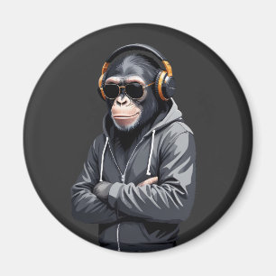 Chimpansee met hoodie Grappig Cool Animal Vector Magneet