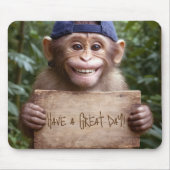 Chimpansee met houten bord muismat (Voorkant)
