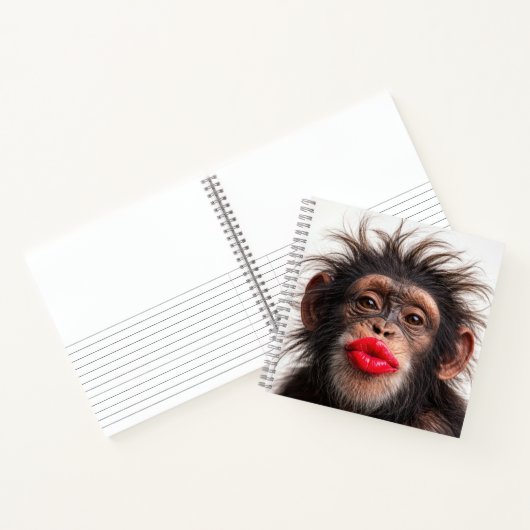 Chimpansee met rode lippenstift notitieboek (Binnen)