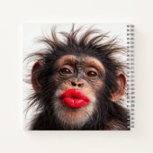 Chimpansee met rode lippenstift notitieboek (Achterkant)