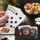 Chimpansee met rode lippenstift pokerkaarten (Insitu)