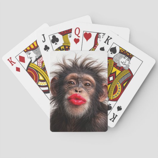 Chimpansee met rode lippenstift pokerkaarten (Achterkant)