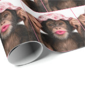 Chimpansee met roze lippenstift cadeaupapier (Rol Hoek)