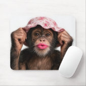 Chimpansee met roze lippenstift muismat (Met muis)