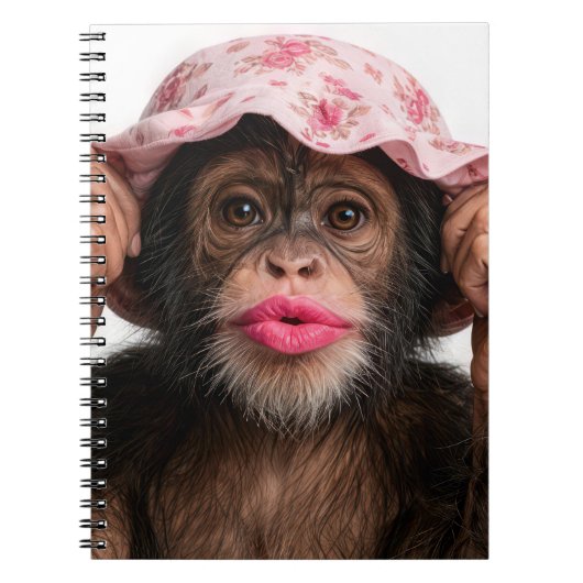 Chimpansee met roze lippenstift notitieboek (Voorkant)