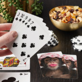 Chimpansee met roze lippenstift pokerkaarten (Insitu)
