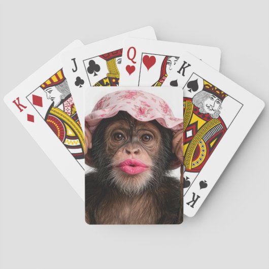 Chimpansee met roze lippenstift pokerkaarten (Achterkant)
