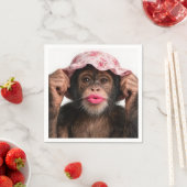 Chimpansee met roze lippenstift servet (Insitu)