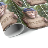 Chimpansee met Verjaardag Bord Cadeaupapier (Rol Hoek)