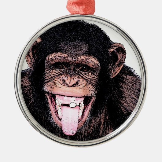Chimpansee Metalen Ornament (Voorkant)