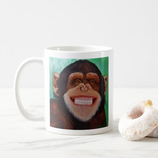 Chimpansee Mmiling Monkey Print Koffiemok (Met donut)