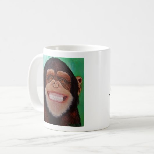 Chimpansee Mmiling Monkey Print Koffiemok (Voorkant links)