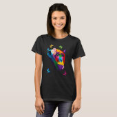 Chimpansee Monkey Colorful Chimpansee Flower Butte T-shirt (Voorkant volledig)