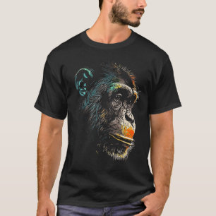 Chimpansee Monkey Face Colorful Paint Wild Forest T-shirt