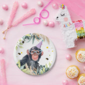 Chimpansee Monkey Party Dieren Verjaardagsafari Papieren Bordje (Feest)