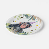 Chimpansee Monkey Party Dieren Verjaardagsafari Papieren Bordje (Gekanteld)