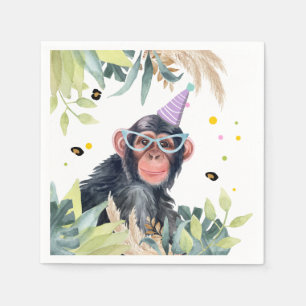 Chimpansee Monkey Party Dieren Verjaardagsafari Servet