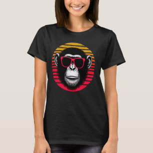 Chimpansee Monkey Retro Sunset Animal Sung T-shirt