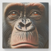 Chimpansee Monkey Schattige Chimp Stone Onderzette Stenen Onderzetter (Voorkant)