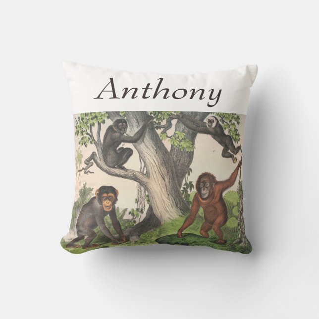 Chimpansee Monkey  Waterverf print Kussen (Voorkant)