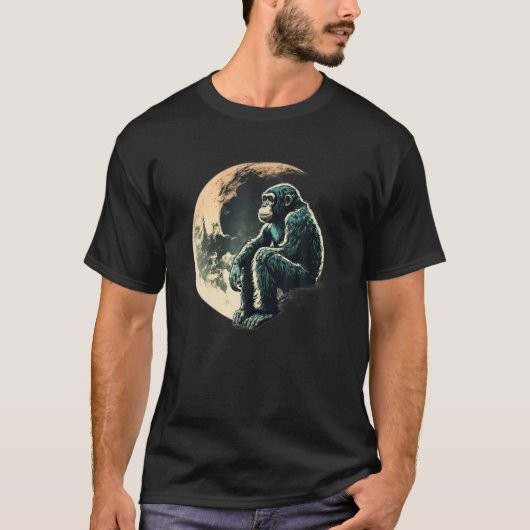 Chimpansee Monkey Wild Forest Animal Retro  T-shirt (Voorkant)