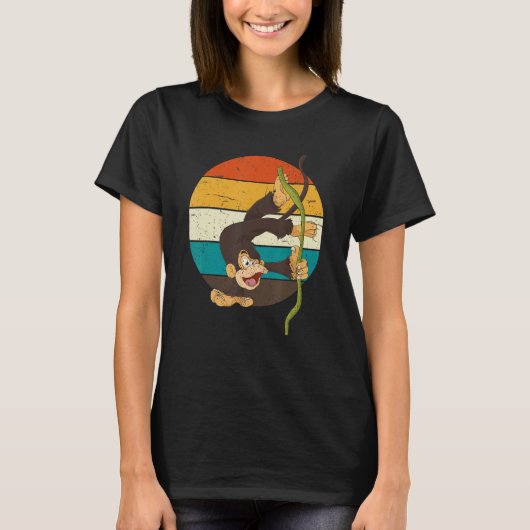 Chimpansee Monkey Zoo Dier Retro Monkey T-shirt (Voorkant)