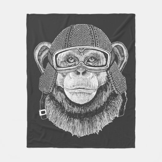 Chimpansee Motorcycle Rider Fleece Deken (Voorkant)