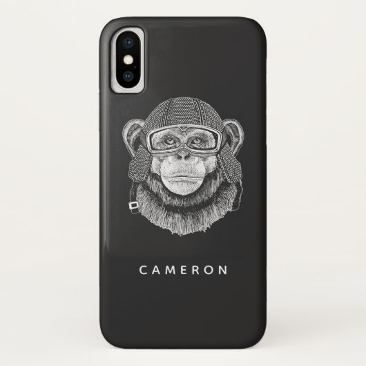 Chimpansee Motorcycle Rider | Jouw namen toevoegen Case-Mate iPhone Case (Achterkant)