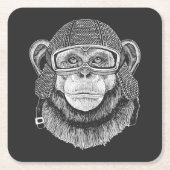 Chimpansee Motorcycle Rider Kartonnen Onderzetters (Voorkant)
