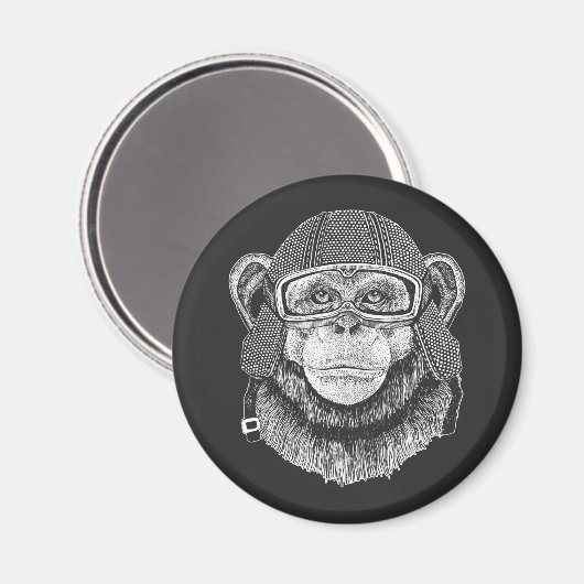 Chimpansee Motorcycle Rider Magneet (Voorkant / Achterkant)