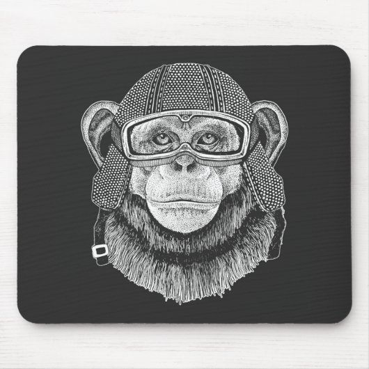 Chimpansee Motorcycle Rider Muismat (Voorkant)
