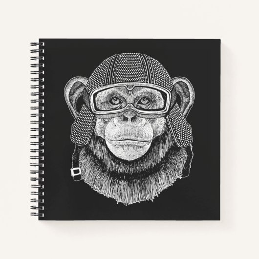 Chimpansee Motorcycle Rider Notitieboek (Voorkant)