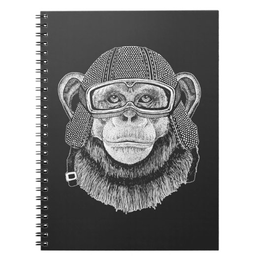 Chimpansee Motorcycle Rider Notitieboek (Voorkant)