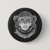 Chimpansee Motorcycle Rider Ronde Button 5,7 Cm (Voorkant)