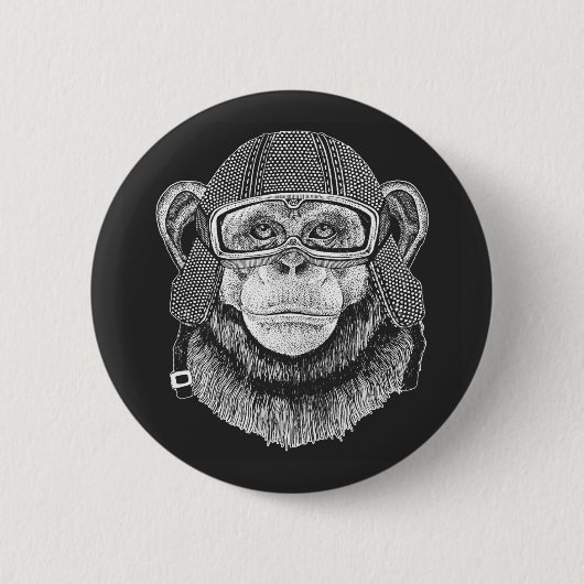 Chimpansee Motorcycle Rider Ronde Button 5,7 Cm (Voorkant)